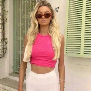 NWOT Zara Pink Knit Crop Tank Top